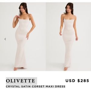 Olivette Crystal Satin Corset Maxi Dress-Size Large